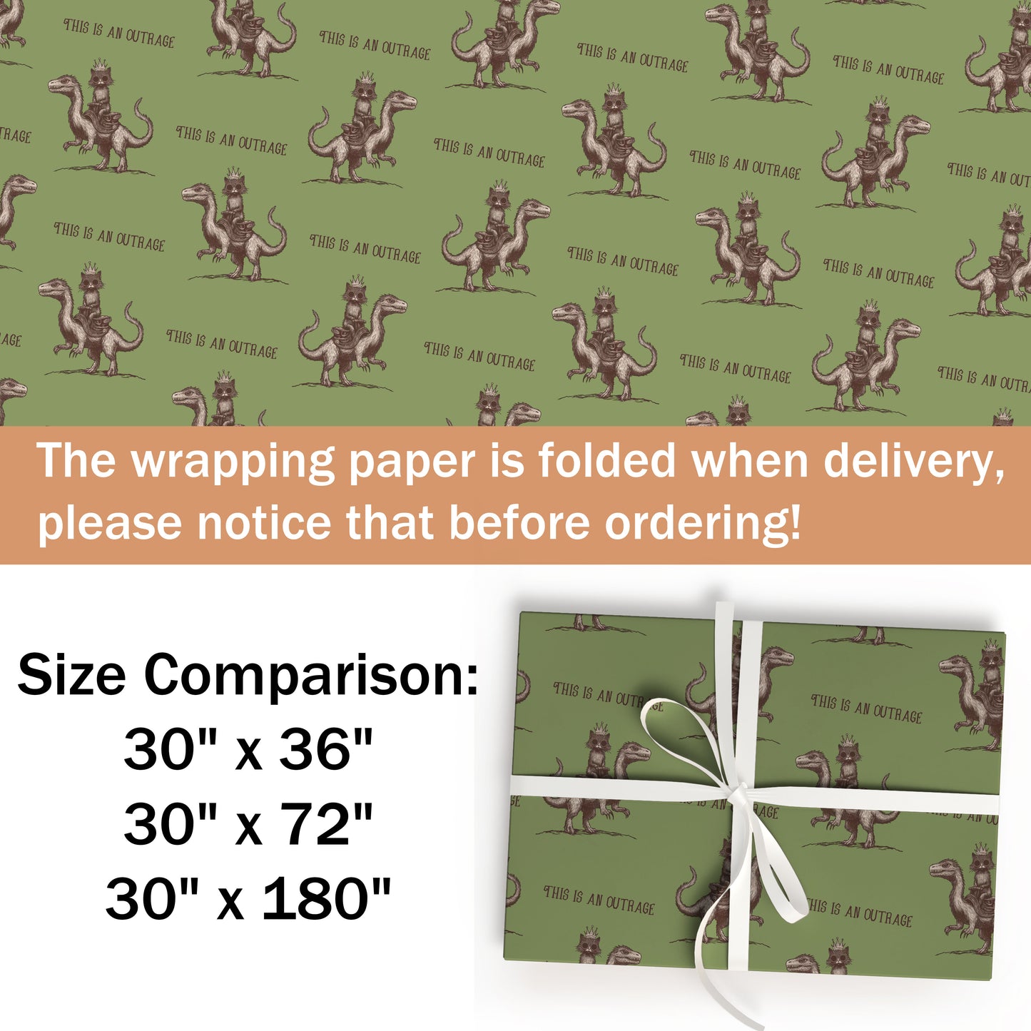 Godzilla Cat Mongo Is Appalled Wrapping Paper