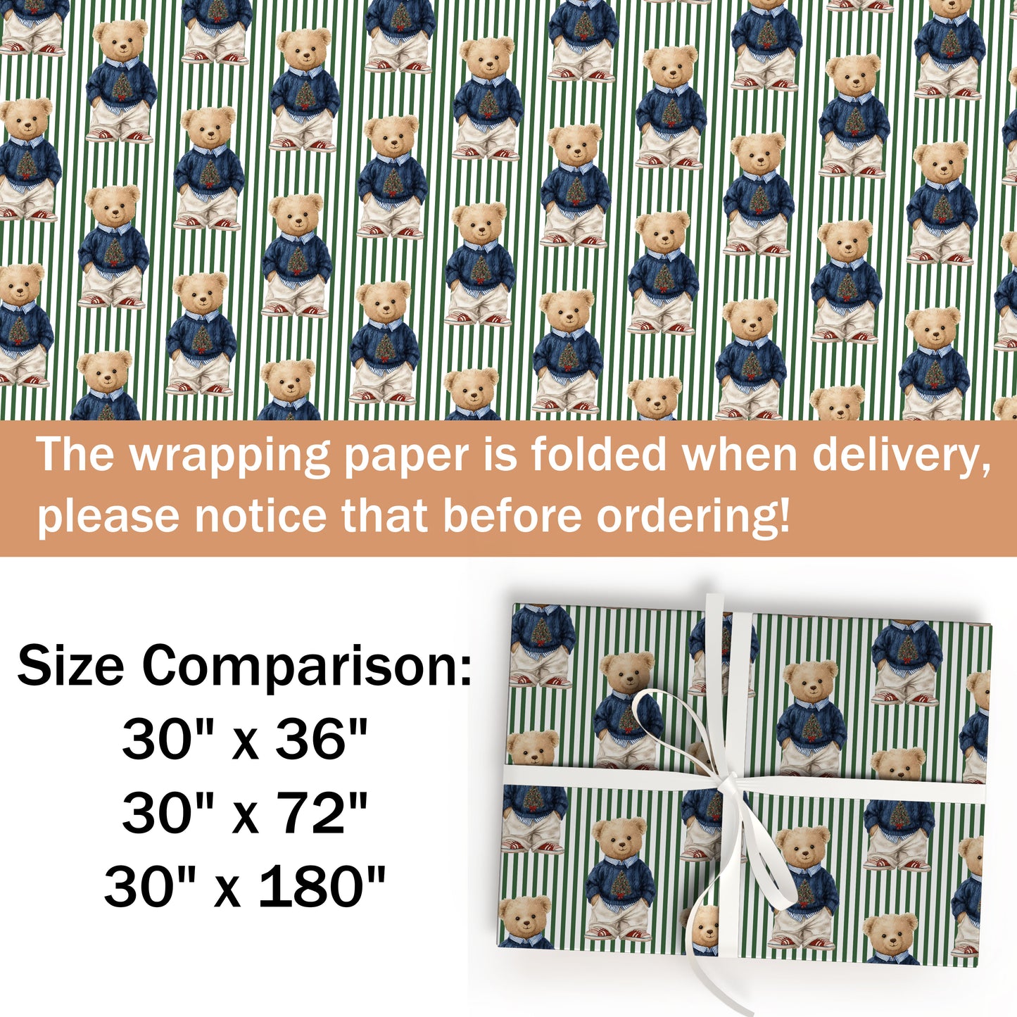Teddy Wrapping Paper Holiday Gift