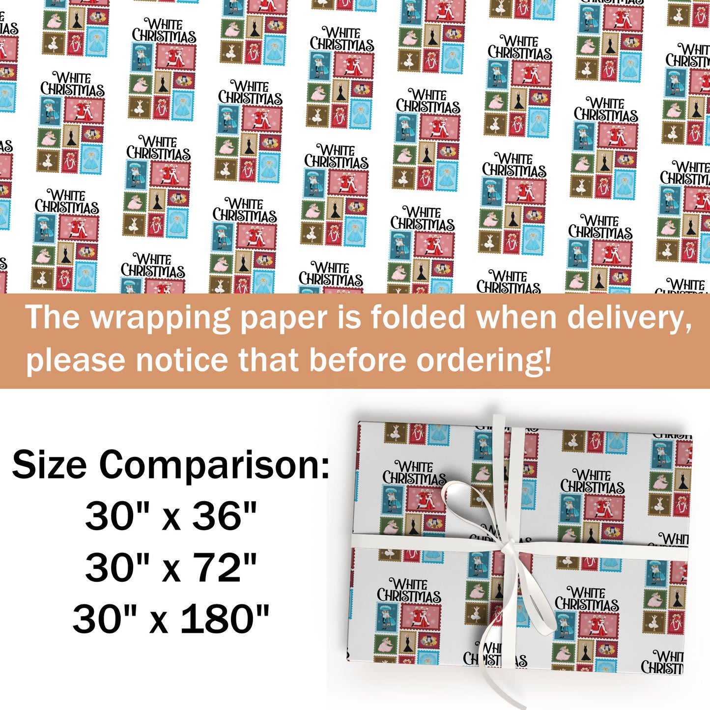 Retro White Christmas Wrapping Paper