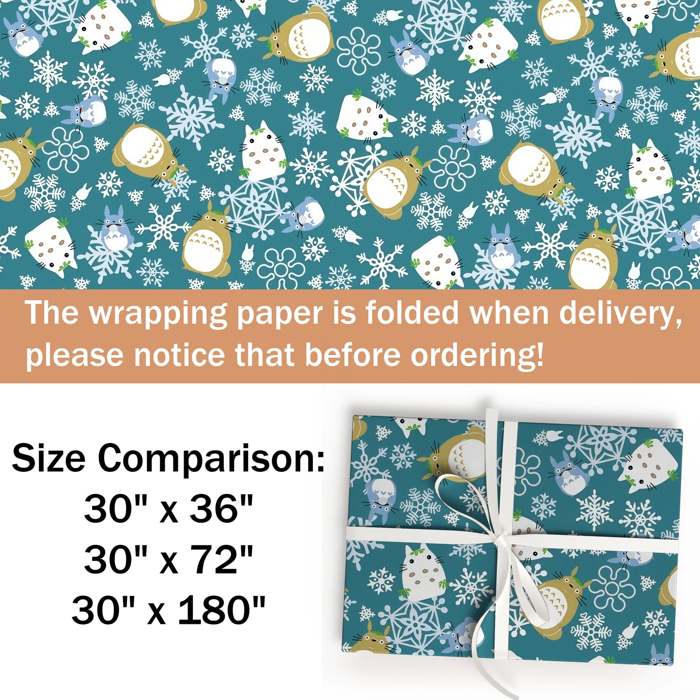 Totoro Christmas Wrapping Paper Sheet