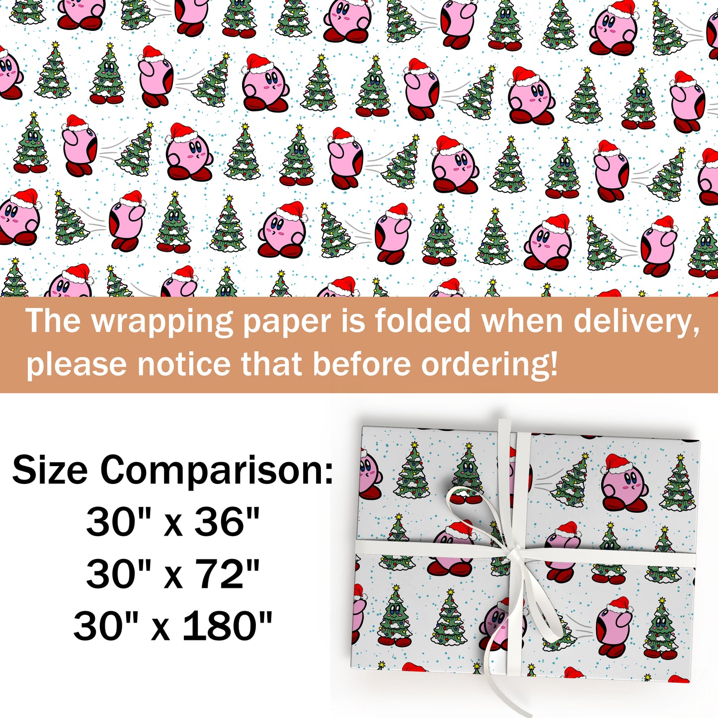 Kirby Nintendo Wrapping Paper, Cute Pink Gamer Gift Wrap