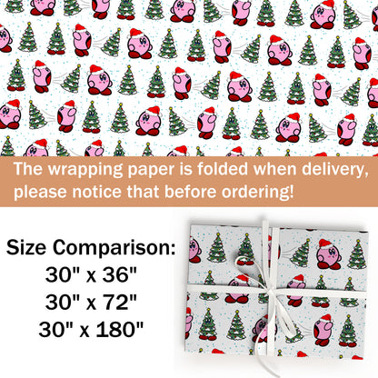 Kirby Nintendo Wrapping Paper, Cute Pink Gamer Gift Wrap