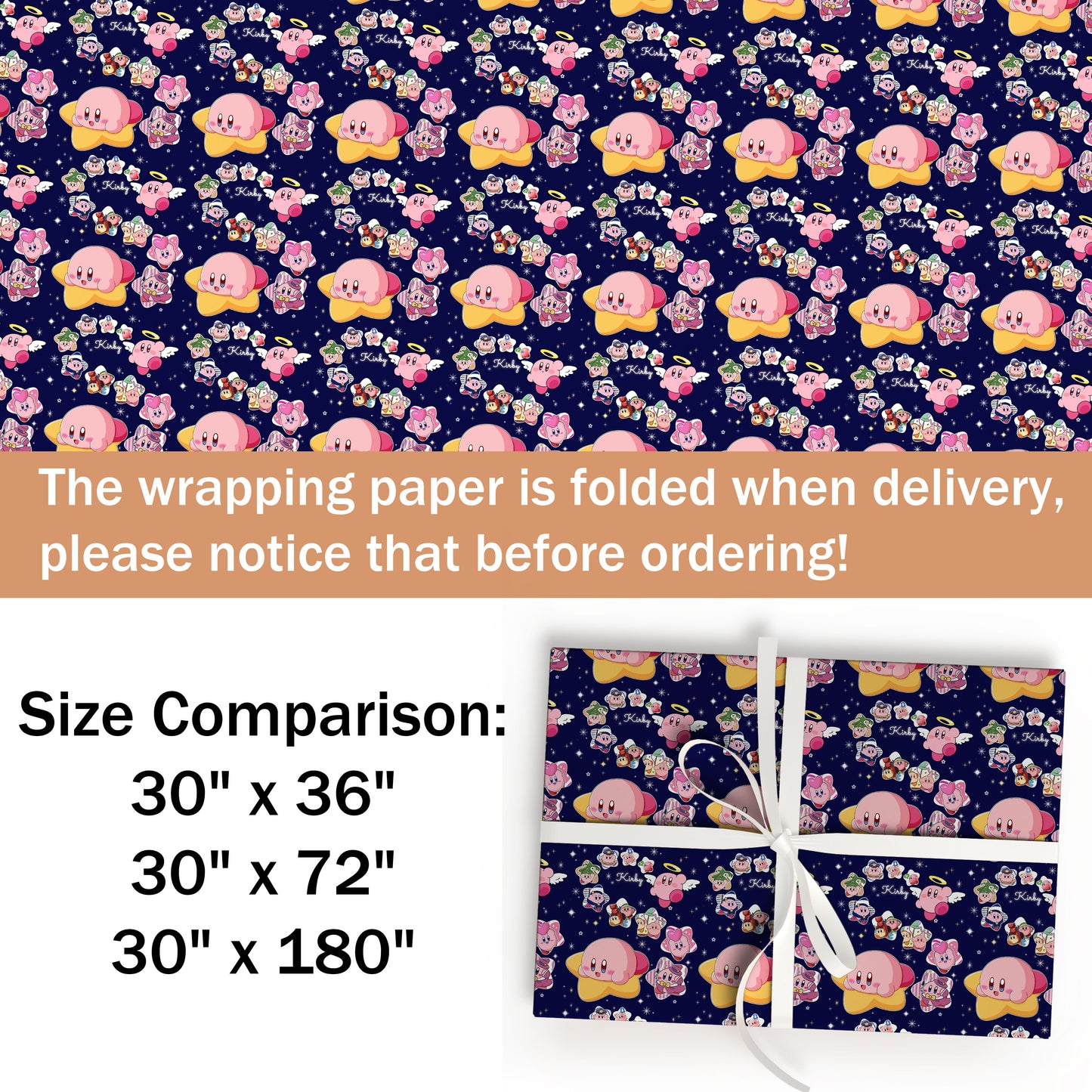 Kirby Christmas Gift Wrap, Nintendo Holiday Wrapping Paper