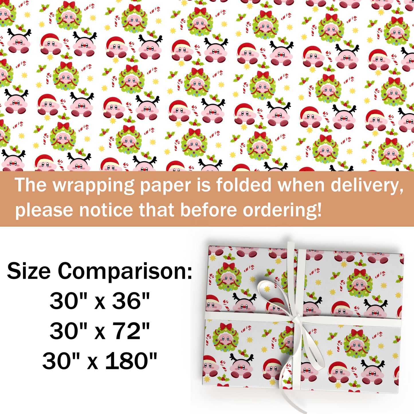 Funny Kirby Wrapping Paper, Cute Gamer Gift Wrap for Fans