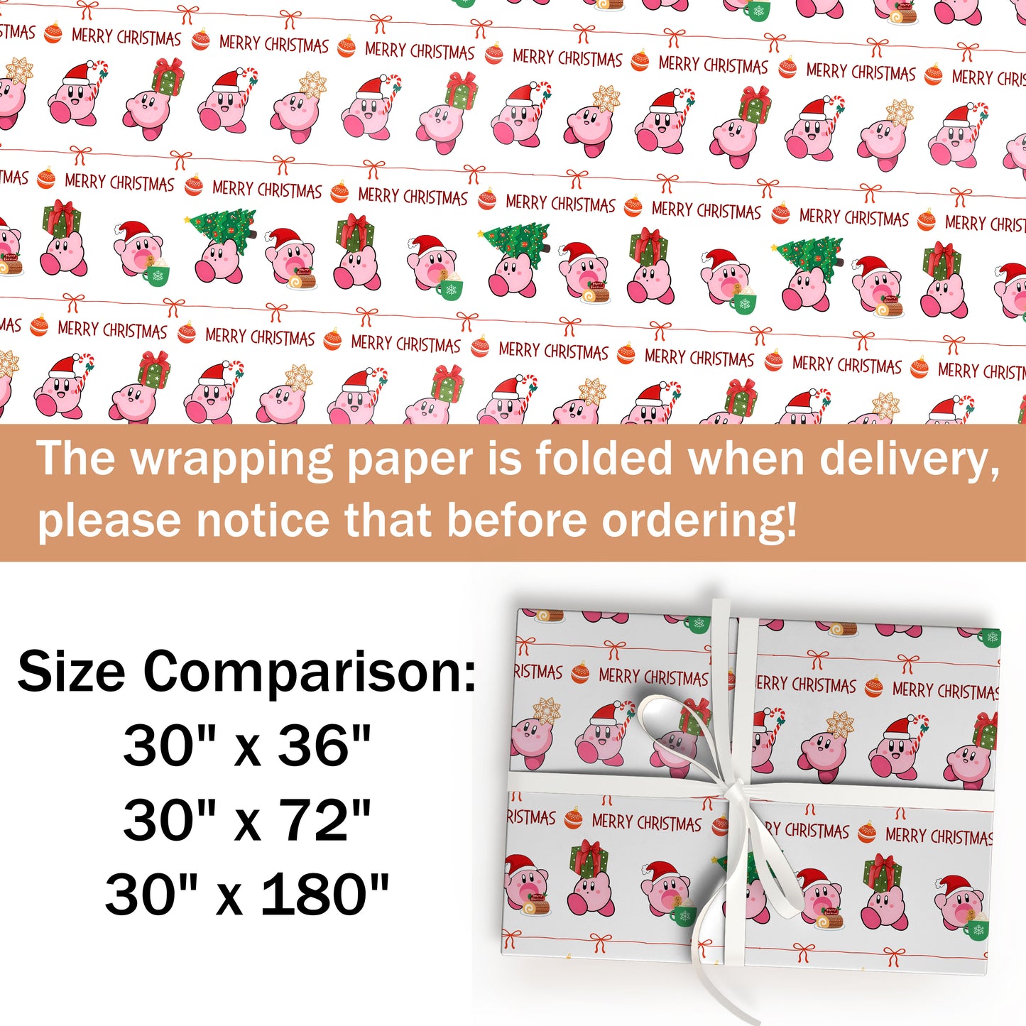 Pastel Kirby Gift Wrap, Nintendo Wrapping Paper for Kids