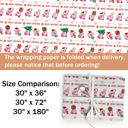 Pastel Kirby Gift Wrap, Nintendo Wrapping Paper for Kids