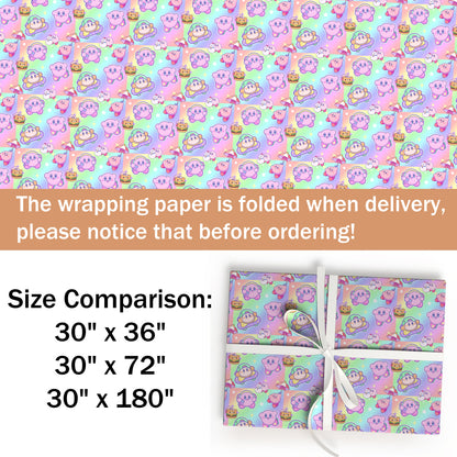 Kirby Star Wrapping Paper, Cute Holiday Gift Wrap