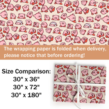 Nintendo Kirby Gift Wrap, Funny Wrapping Paper for Gamers
