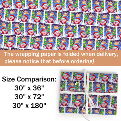 Pink Kirby Wrapping Paper, Cute Gamer Gift Wrap