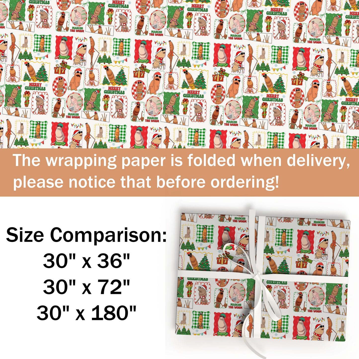 Marcus The Worm Christmas Wrapping Paper