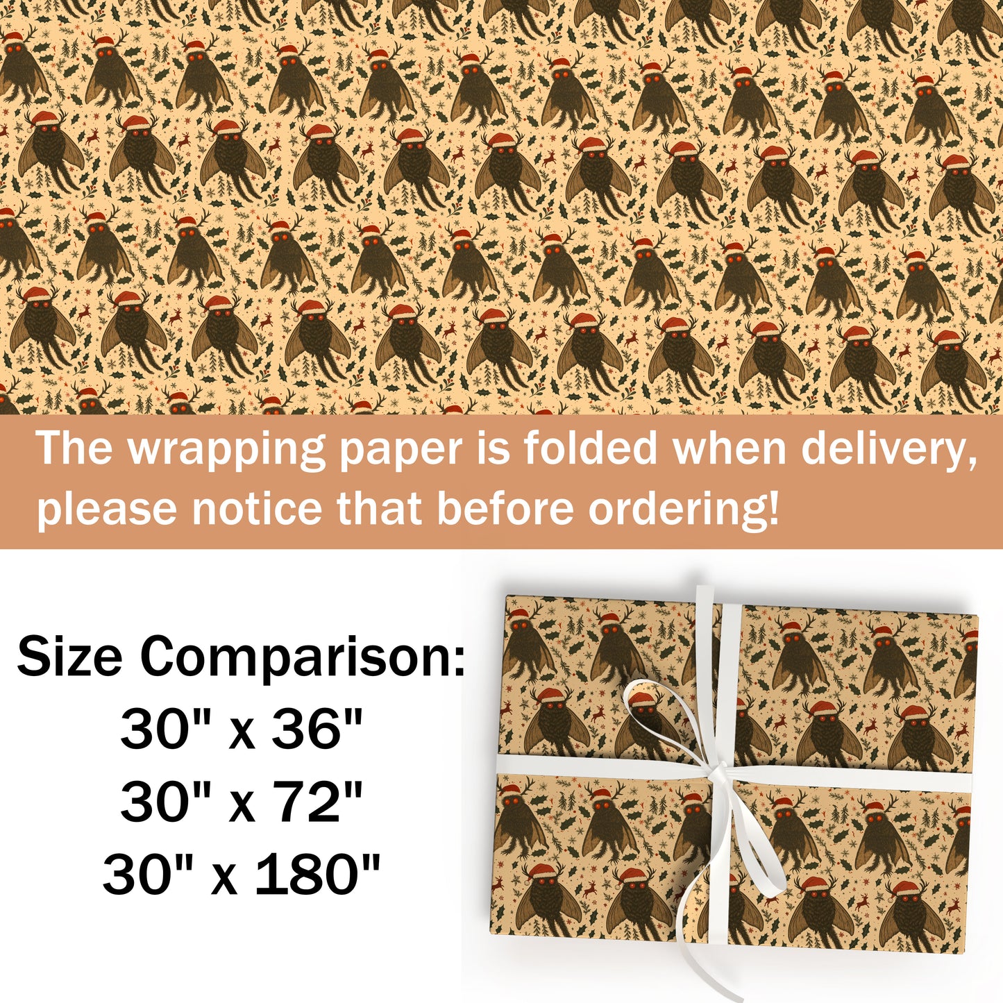 Mothman Merry Wrapping Paper Roll