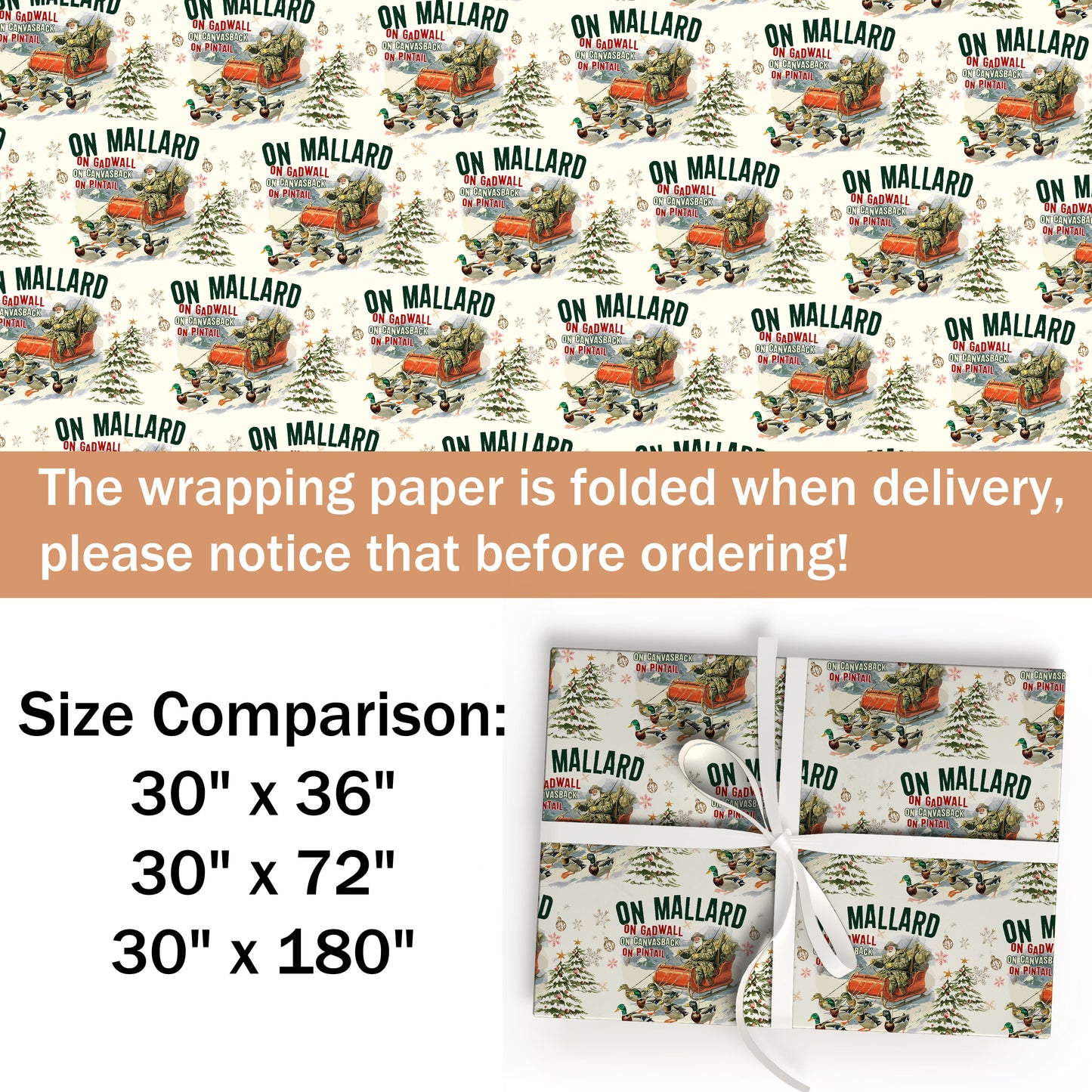 On Mallard Santa Christmas Wrapping Paper