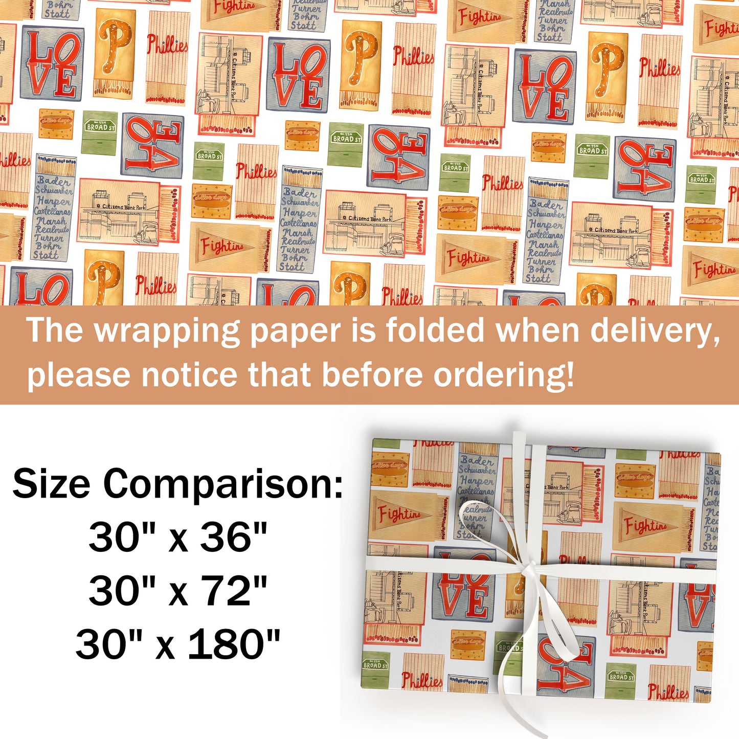 Phillies Christmas Wrapping Paper
