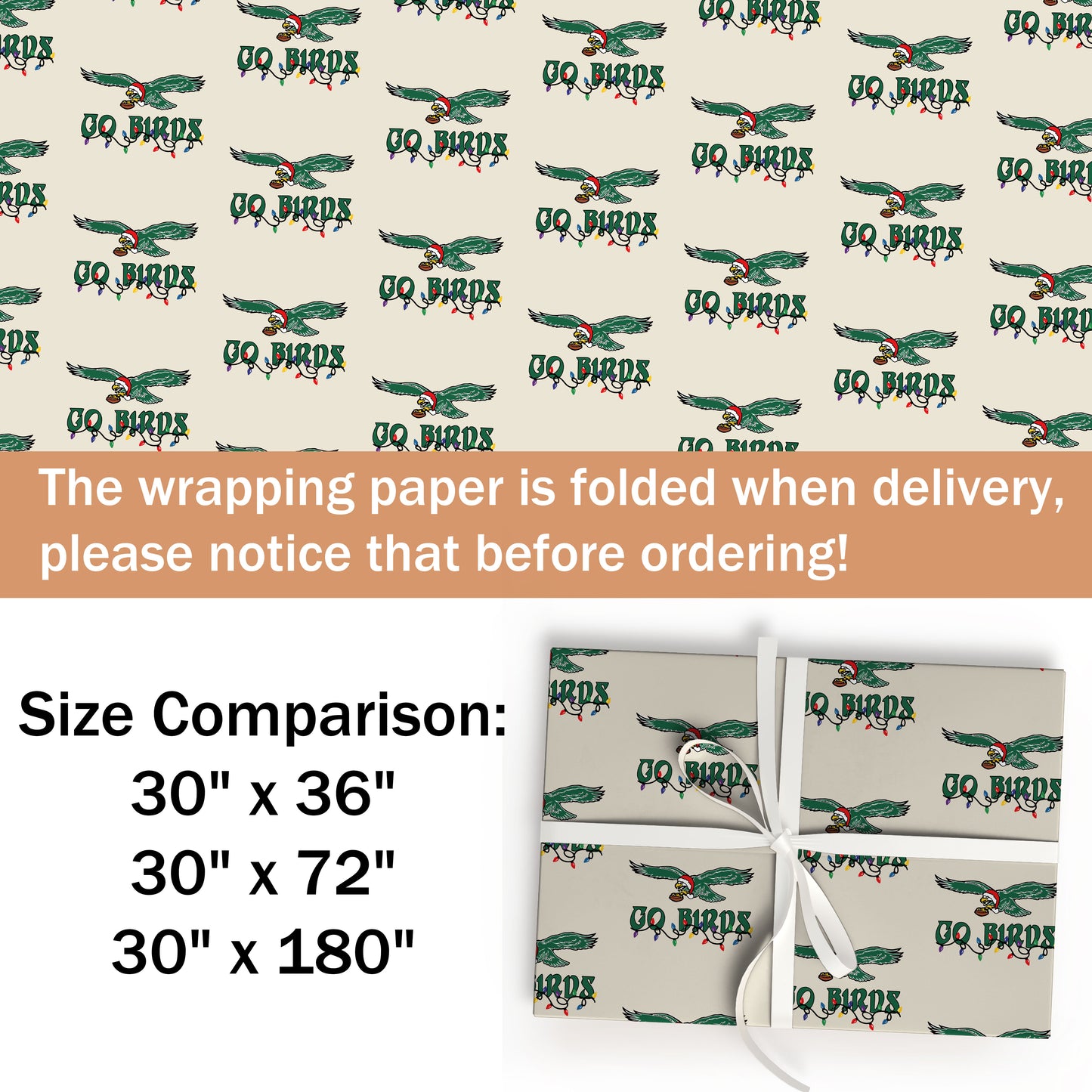 Go Bird Football Game Day Christmas Paper Roll