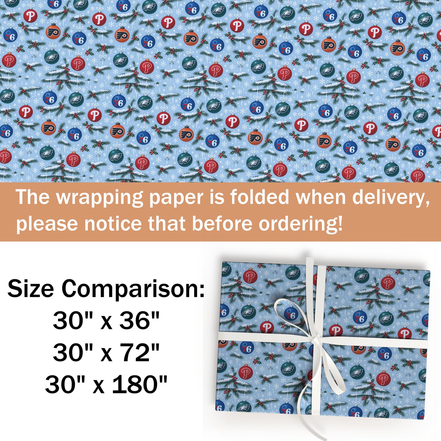 Football Christmas Wrapping Paper Holiday Sports Gift Wrap