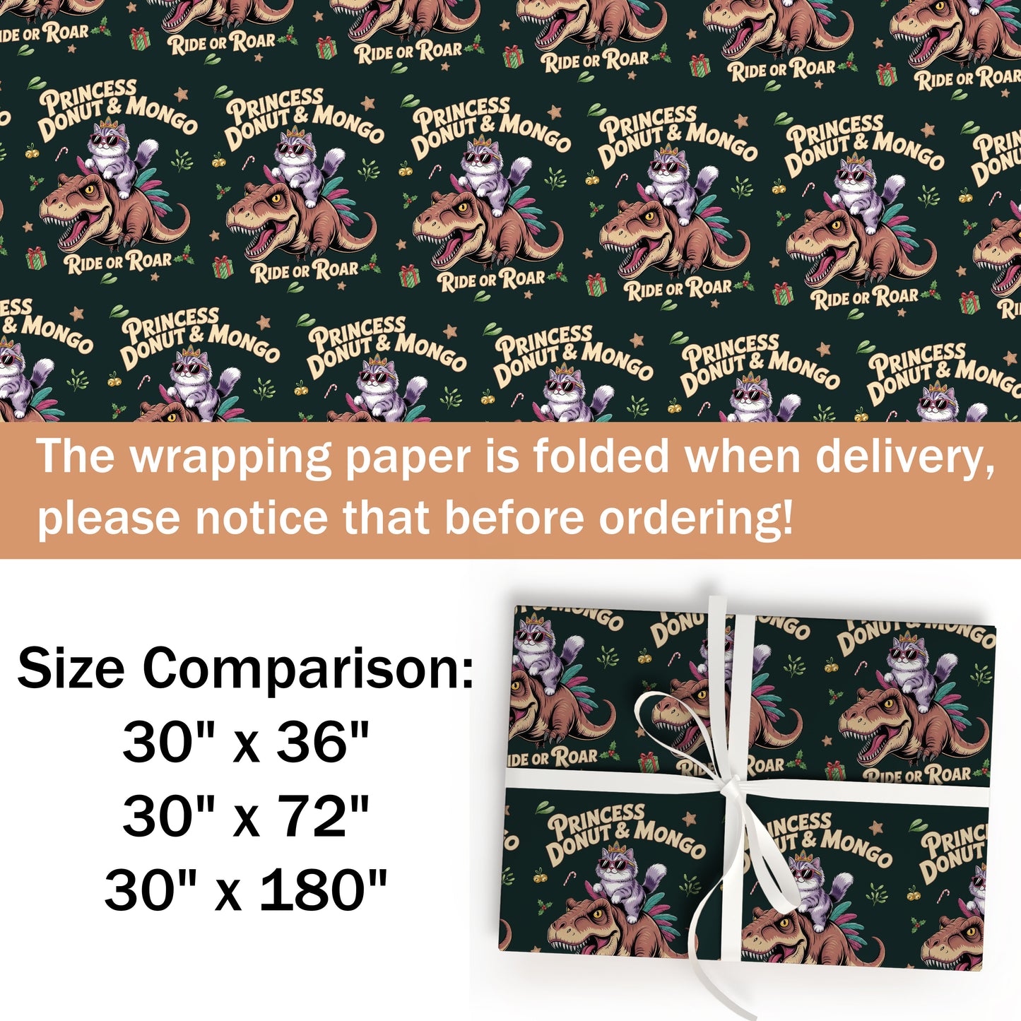 Godzilla Cat Christmas Wrapping Paper