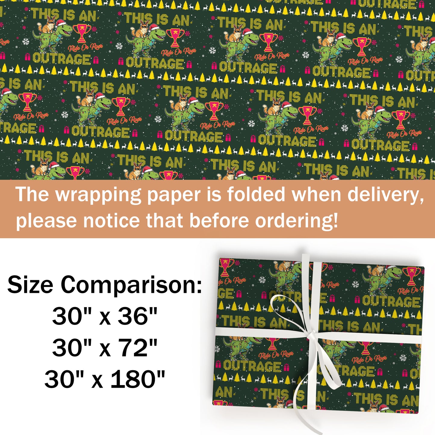 Dinosaurs Cat Wrapping Paper