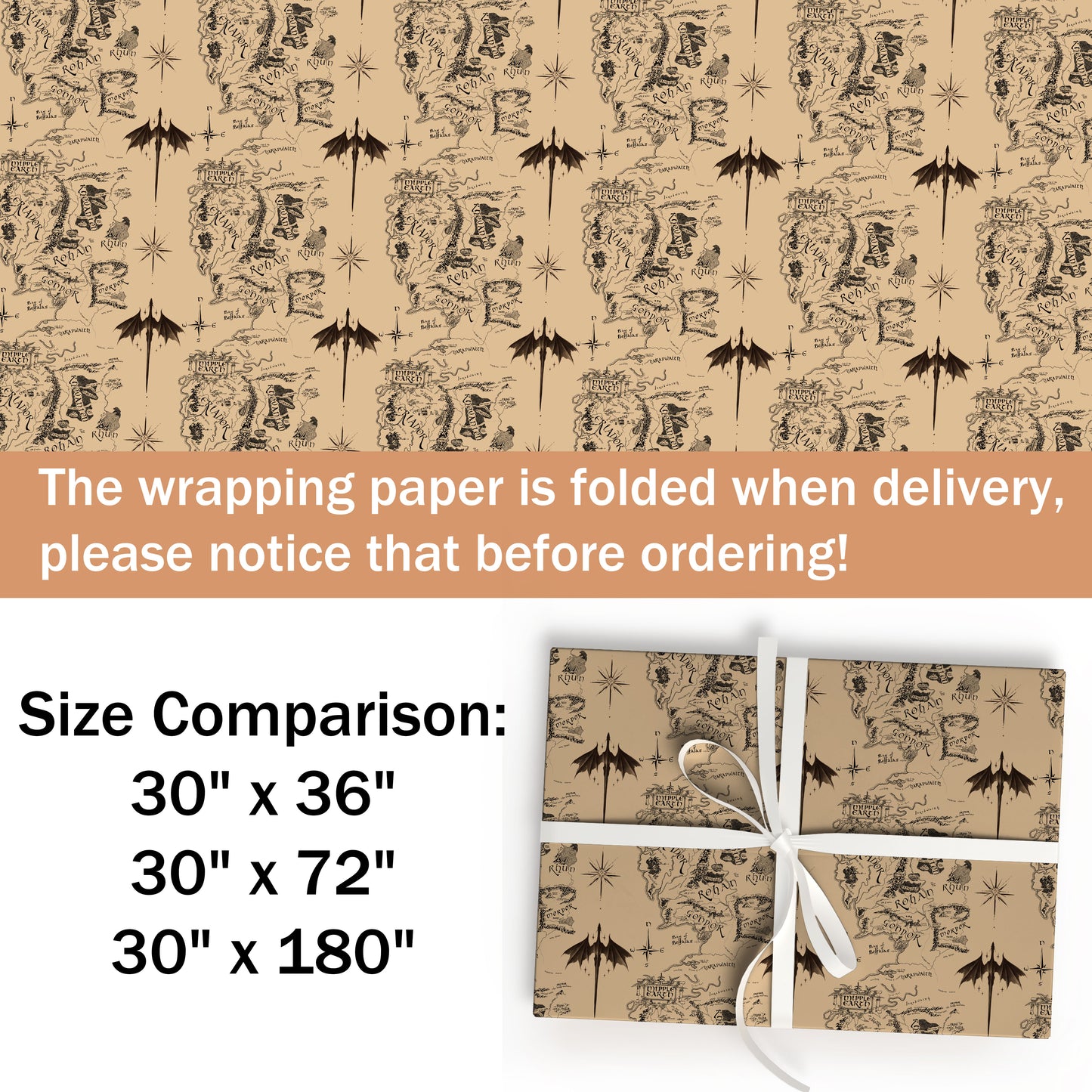 Lord Of The Ring Map Wrapping Paper