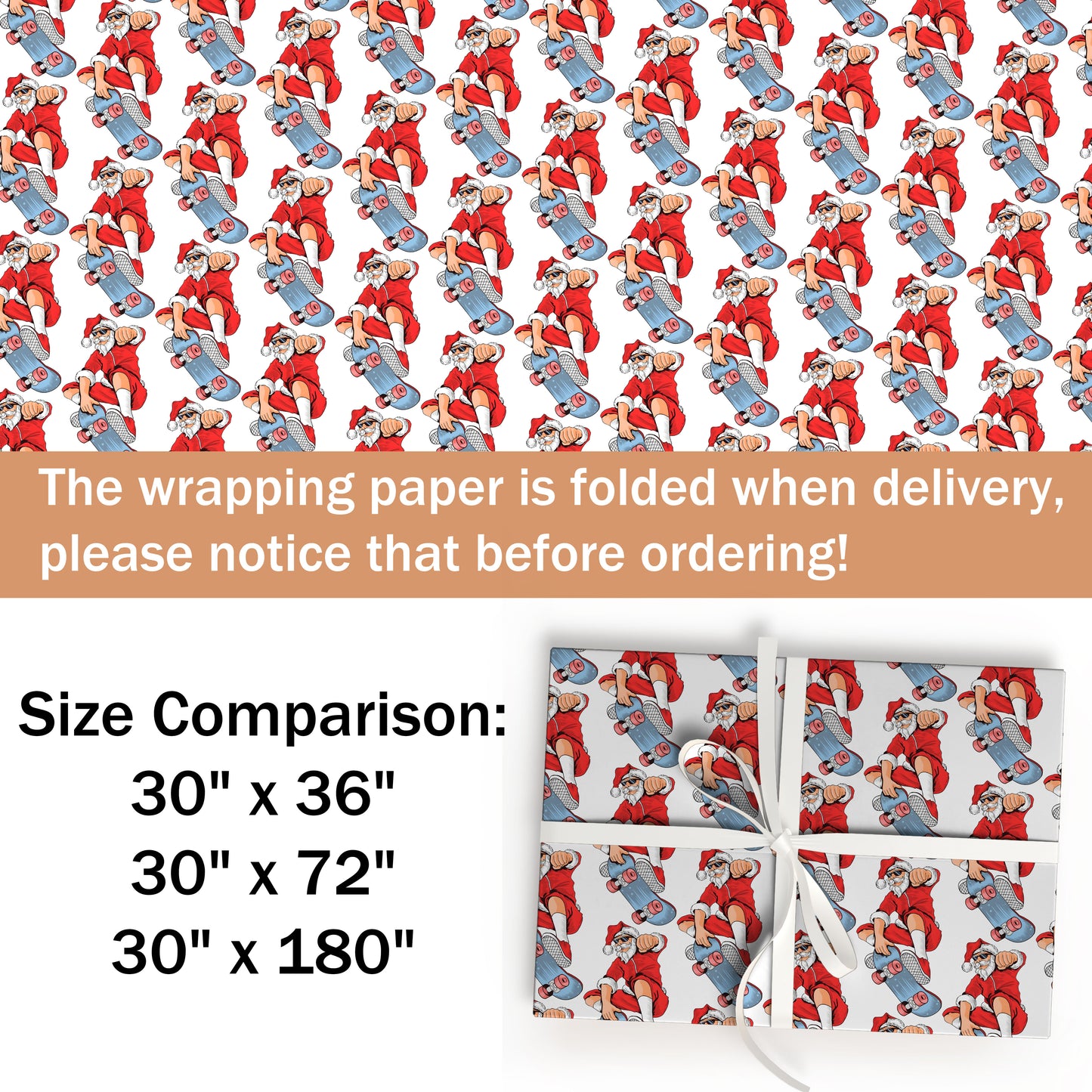 Santa Surfing Christmas Wrapping Sheets