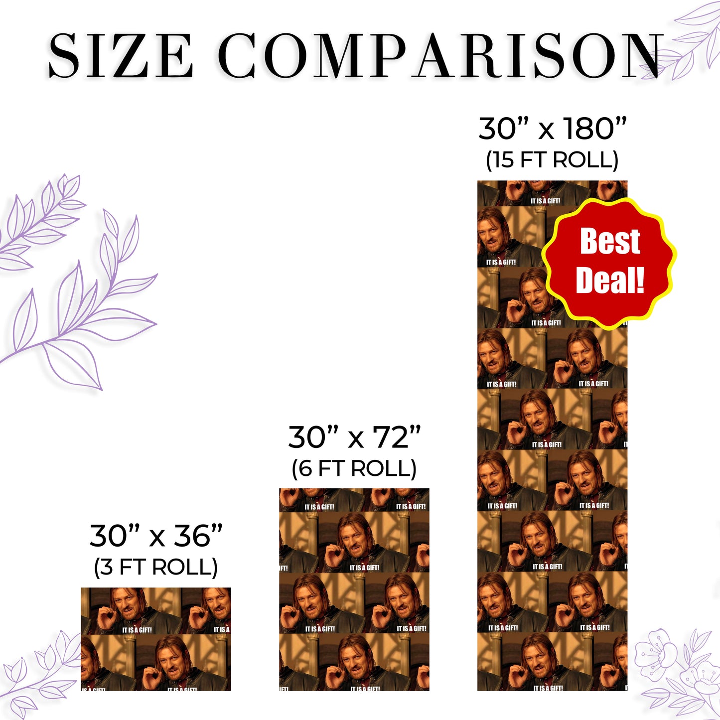 Boromir It Is A Gift Christmas Wrapping Paper, LOTR Gift Wrap