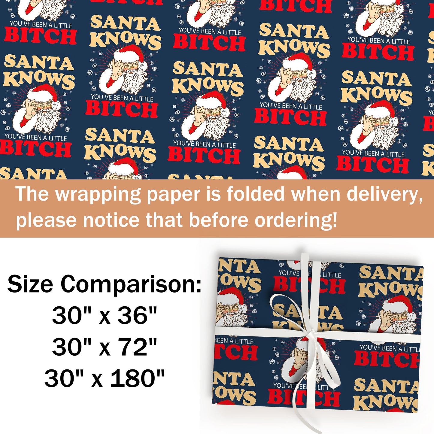 Santa Knows Christmas Wrapping Paper Rolls