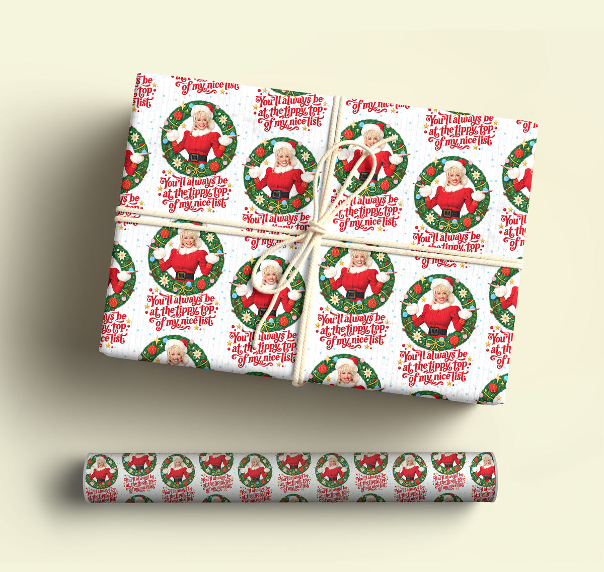 Nice List Dolly Parton Wrapping Paper – Christmas Gift Wrap for Fans