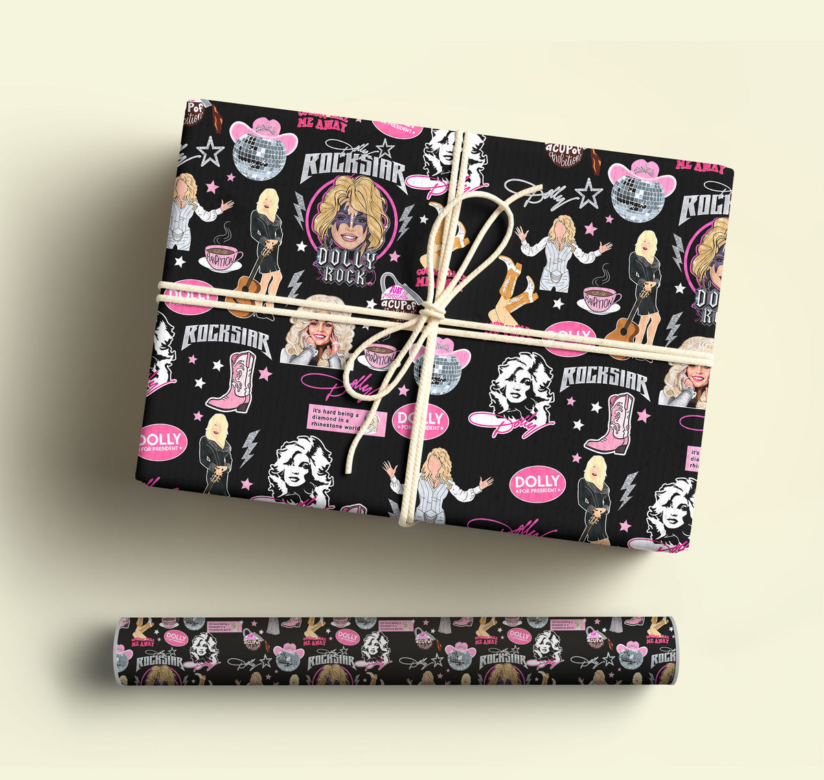 Rockstar Dolly Parton Wrapping Paper – Christmas Gift Wrap for Fans