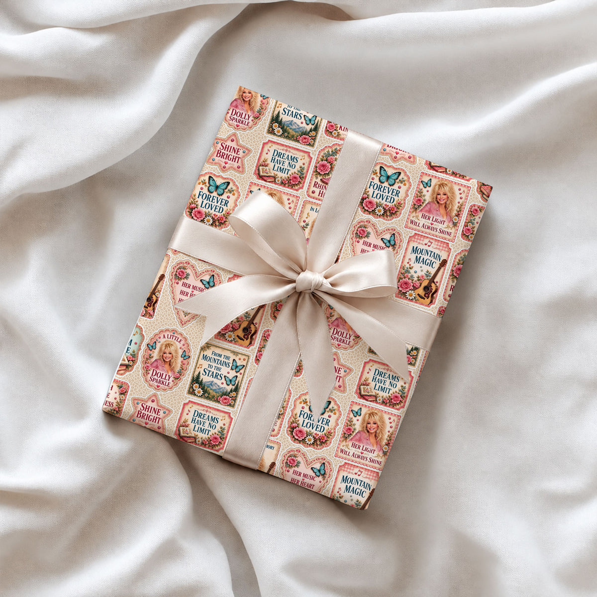 Shine Bright Dolly Parton Wrapping Paper – Christmas Gift Wrap for Fans