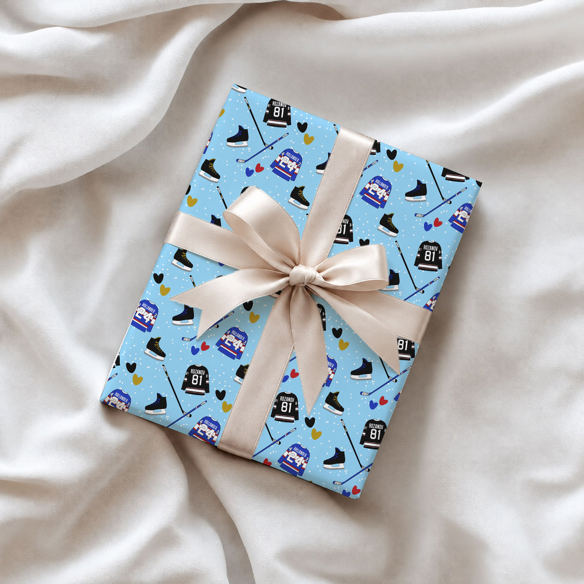 Blue Hockey Heated Rivalry Wrapping Paper – Hockey Romance Gift Wrap for Fans