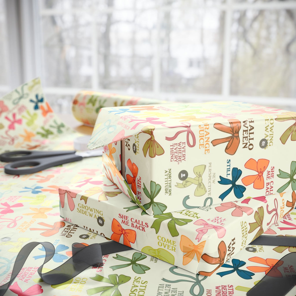 Cream Bows Lyrics Noah Kahan Wrapping Paper – Vermont Woodsy Holiday Paper for Gifts
