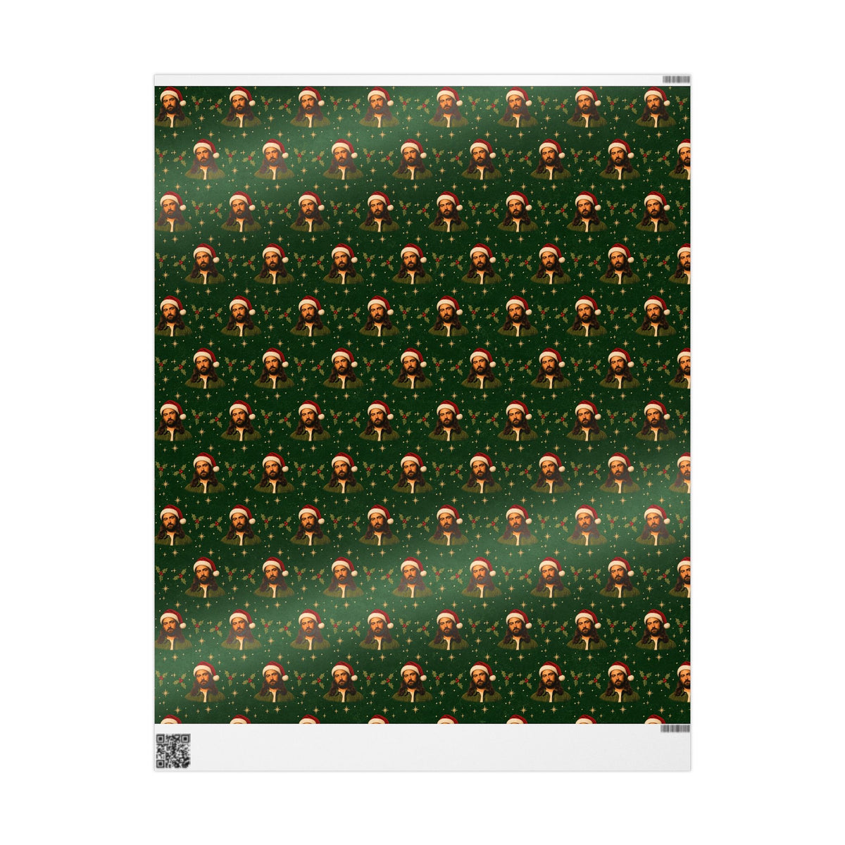 Green Santa Hat Holly Stars Noah Kahan Christmas Wrapping Paper – Vermont Woodsy Holiday Paper for Gifts