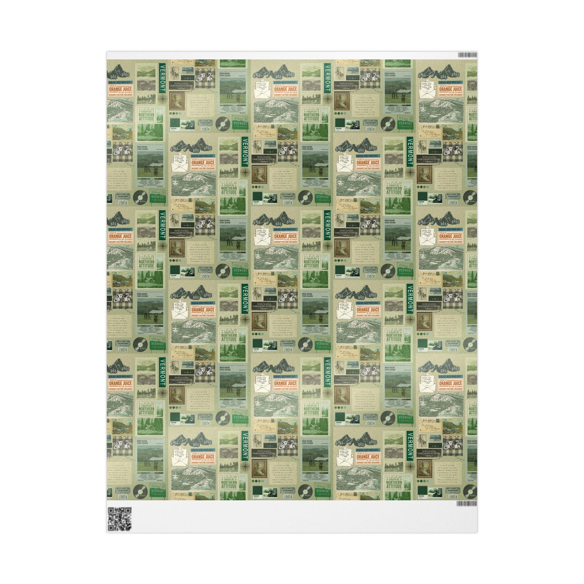 Green Vermont Postcards Noah Kahan Wrapping Paper – Stick Season Gift Wrap