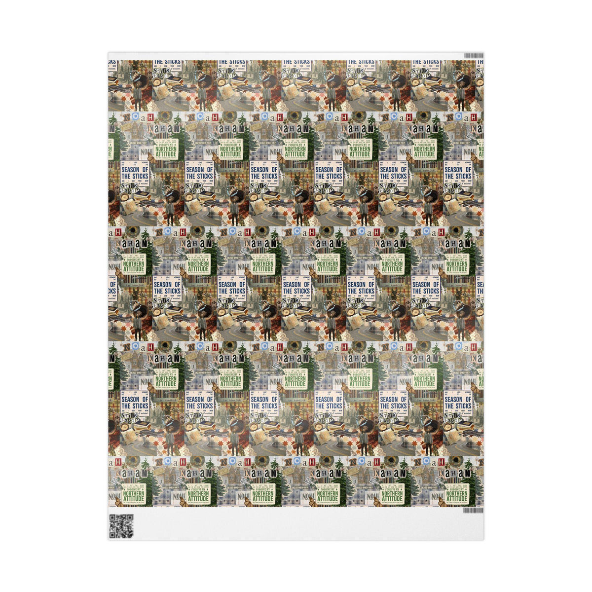 Season of the Sticks Collage Noah Kahan Wrapping Paper – Stick Season Gift Wrap