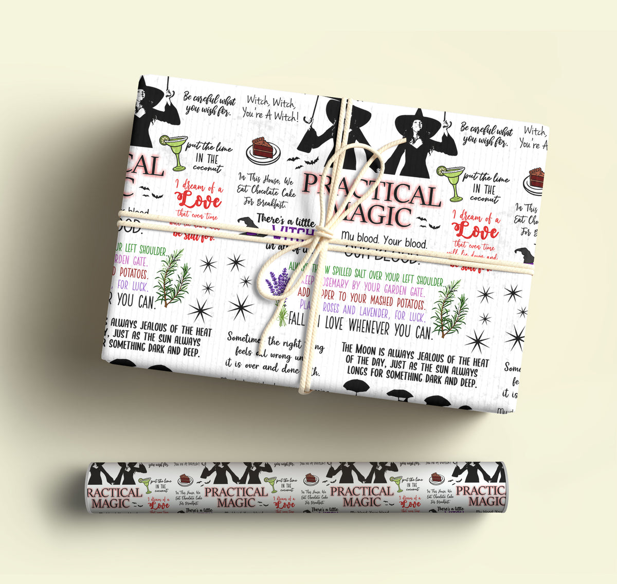 White Quotes Practical Magic Wrapping Paper – Gift Wrap for Fans