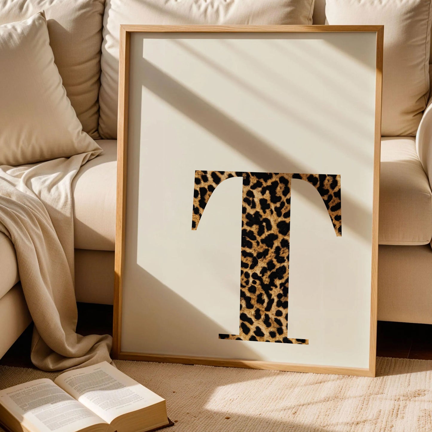 Letter T Leopard Initial Poster