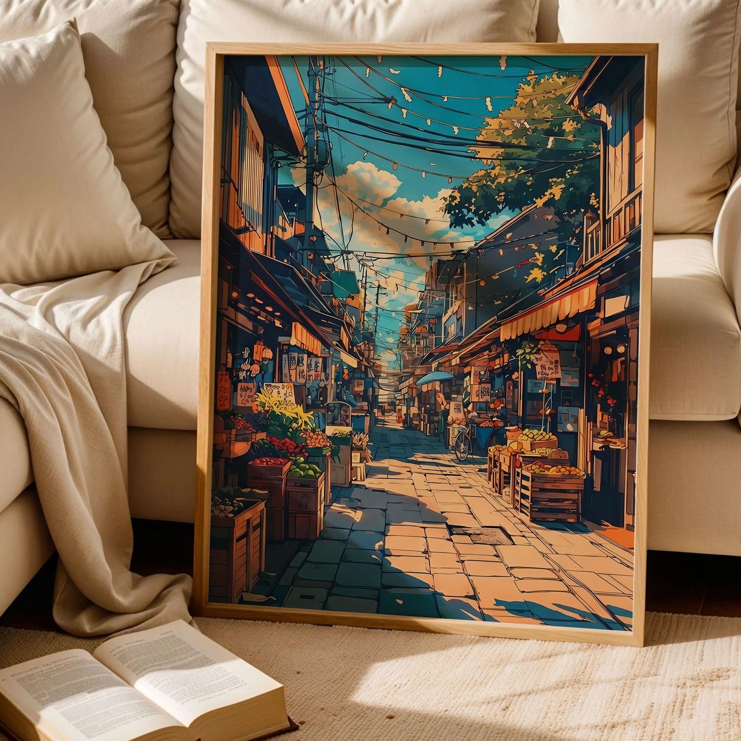 Japanese Morning Market Street Poster