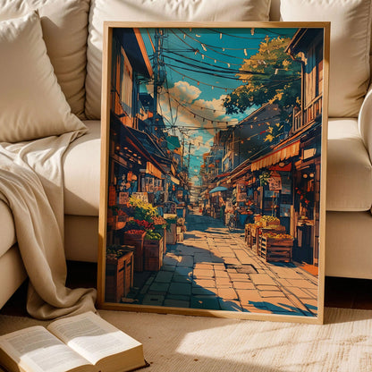 Japanese Morning Market Street Poster