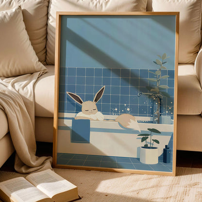 Eevee Relaxing in a Bathtub Poster