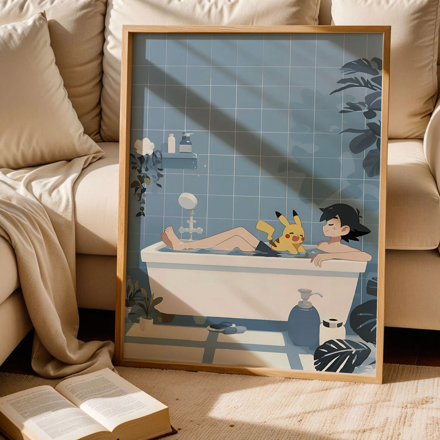 Pikachu Bath Time Poster