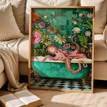 Octopus in the Bathtub Poster