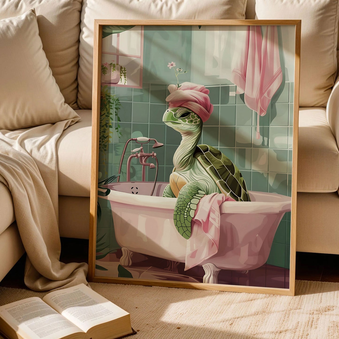 Turtle in The Bathtub Bathroom Art
