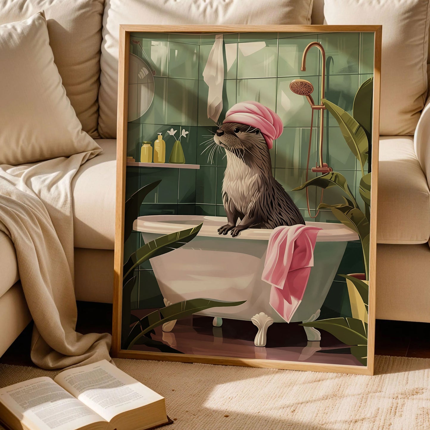 Otter in The Bathtub Bathroom Print