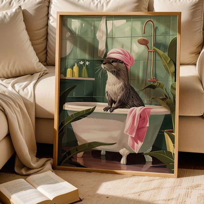 Otter in The Bathtub Bathroom Print