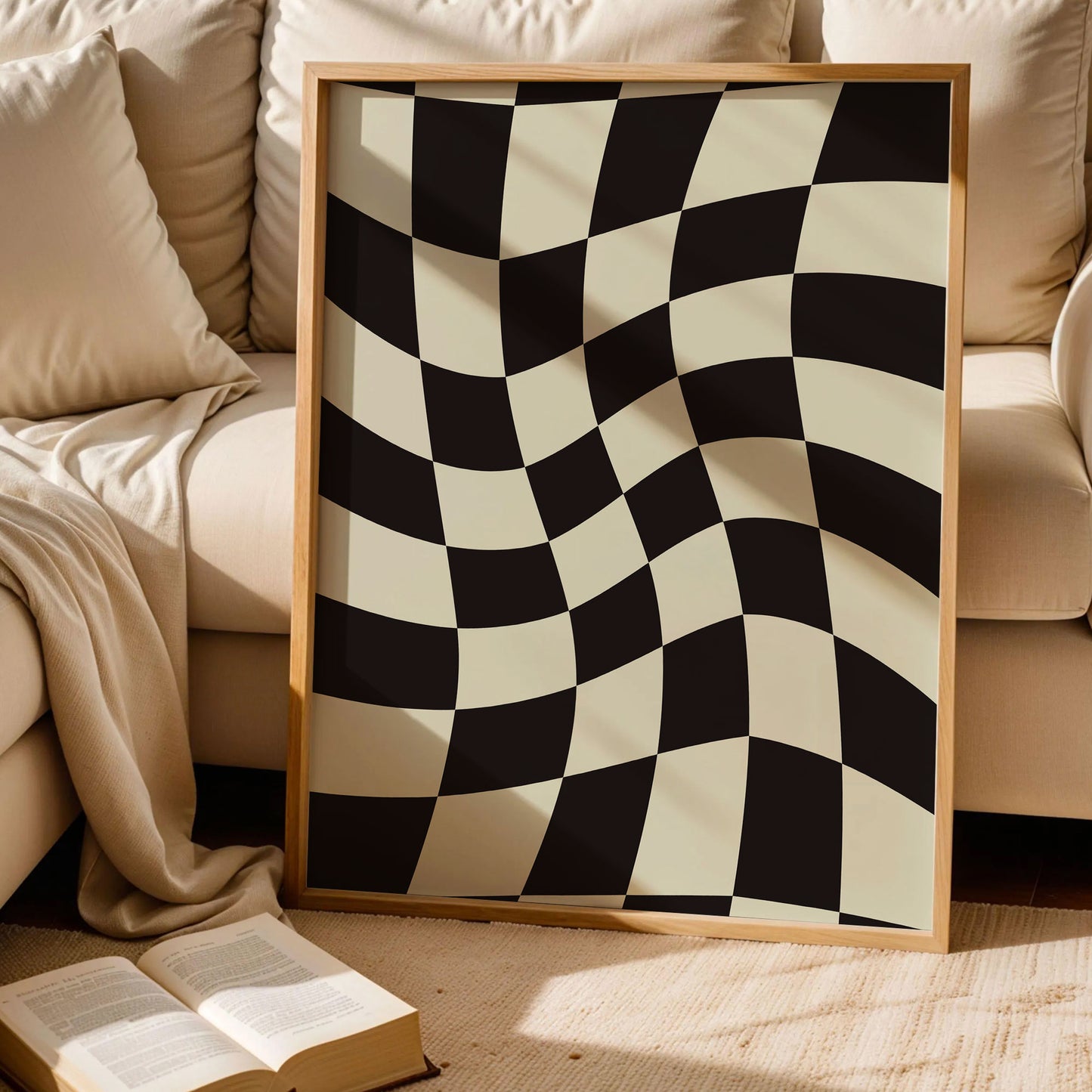 Black and Cream Checkered Art Print