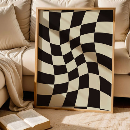 Black and Cream Checkered Art Print