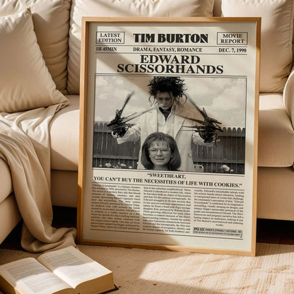 Edward Scissorhands Newspaper Movie Poster
