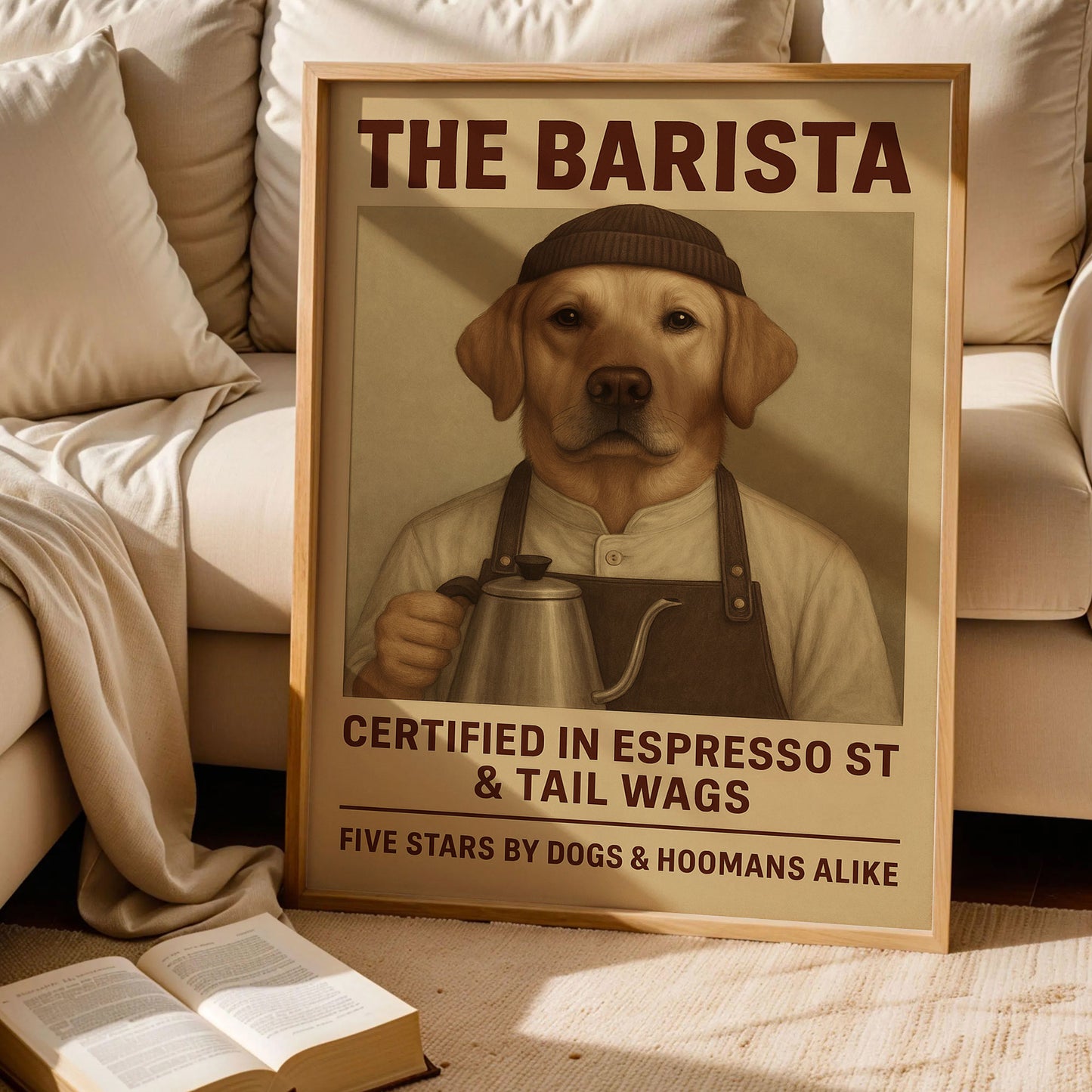 Barista Pet Portrait in Coffee Shop Poster