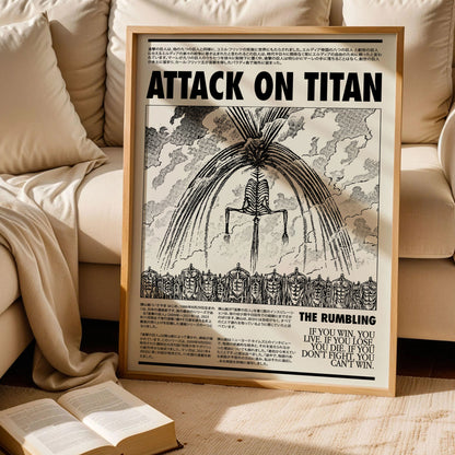 Attack on Titan The Rumbling Newspaper Style Poster
