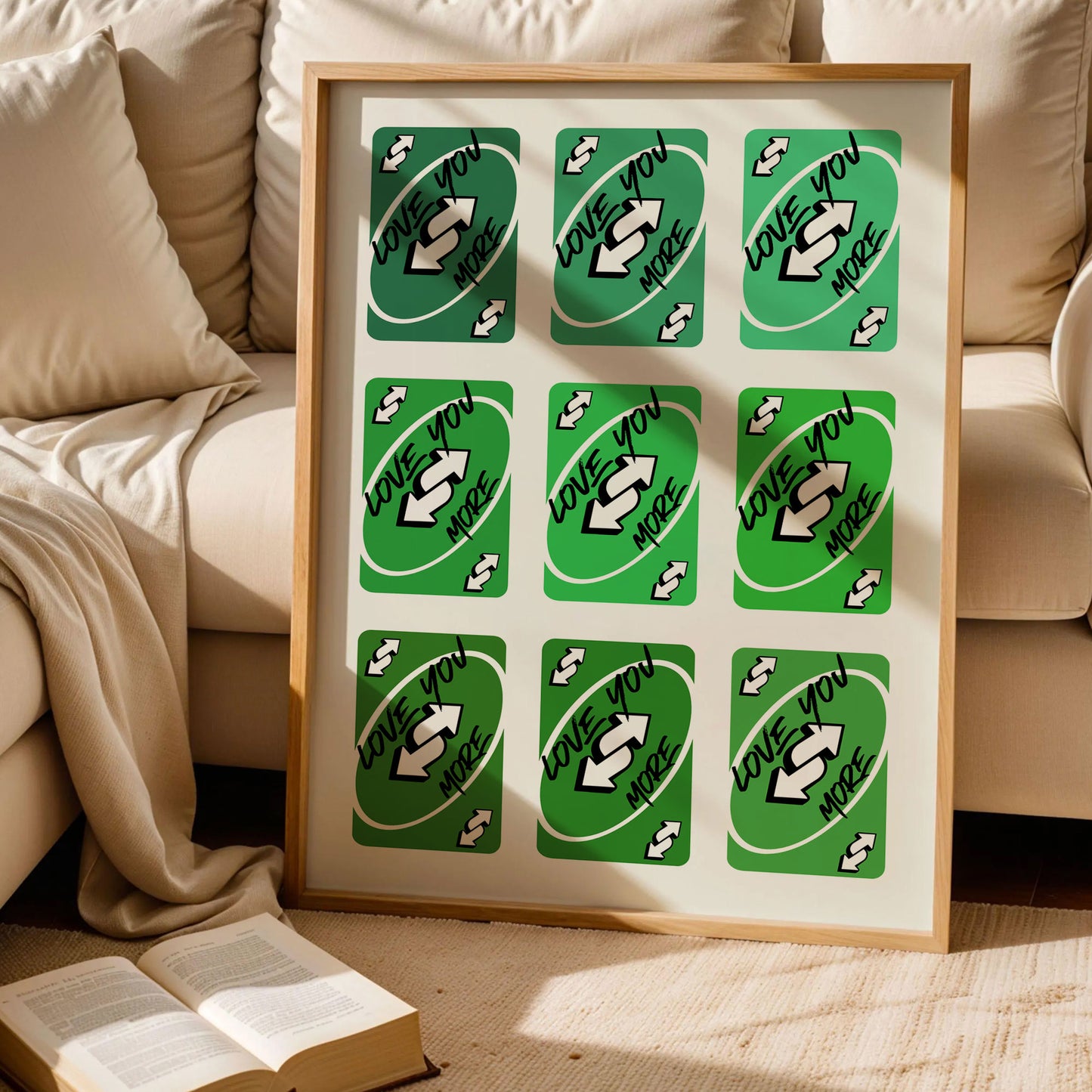 Love You More Uno Reverse Green Card Poster