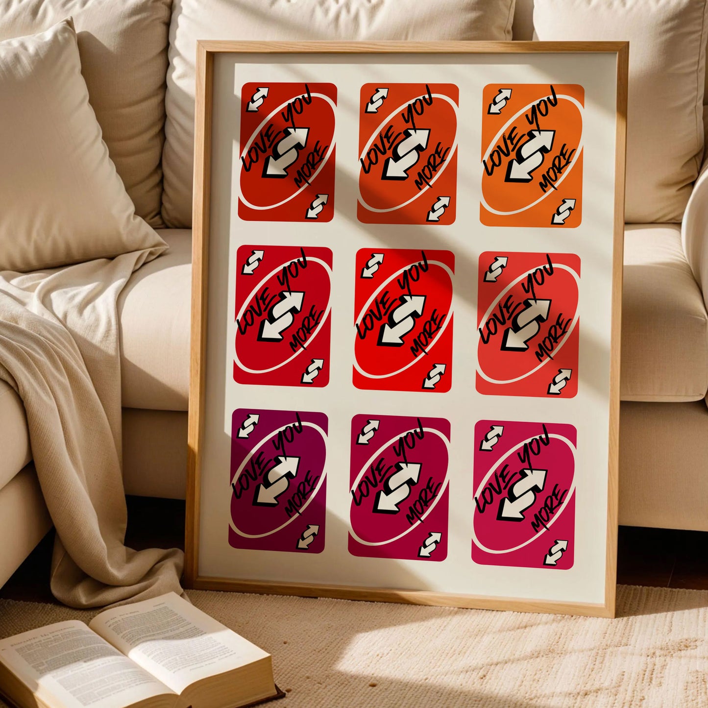 Love You More Uno Style Card Poster
